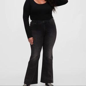 GAP High Rise Flare Jeans in Washed Black